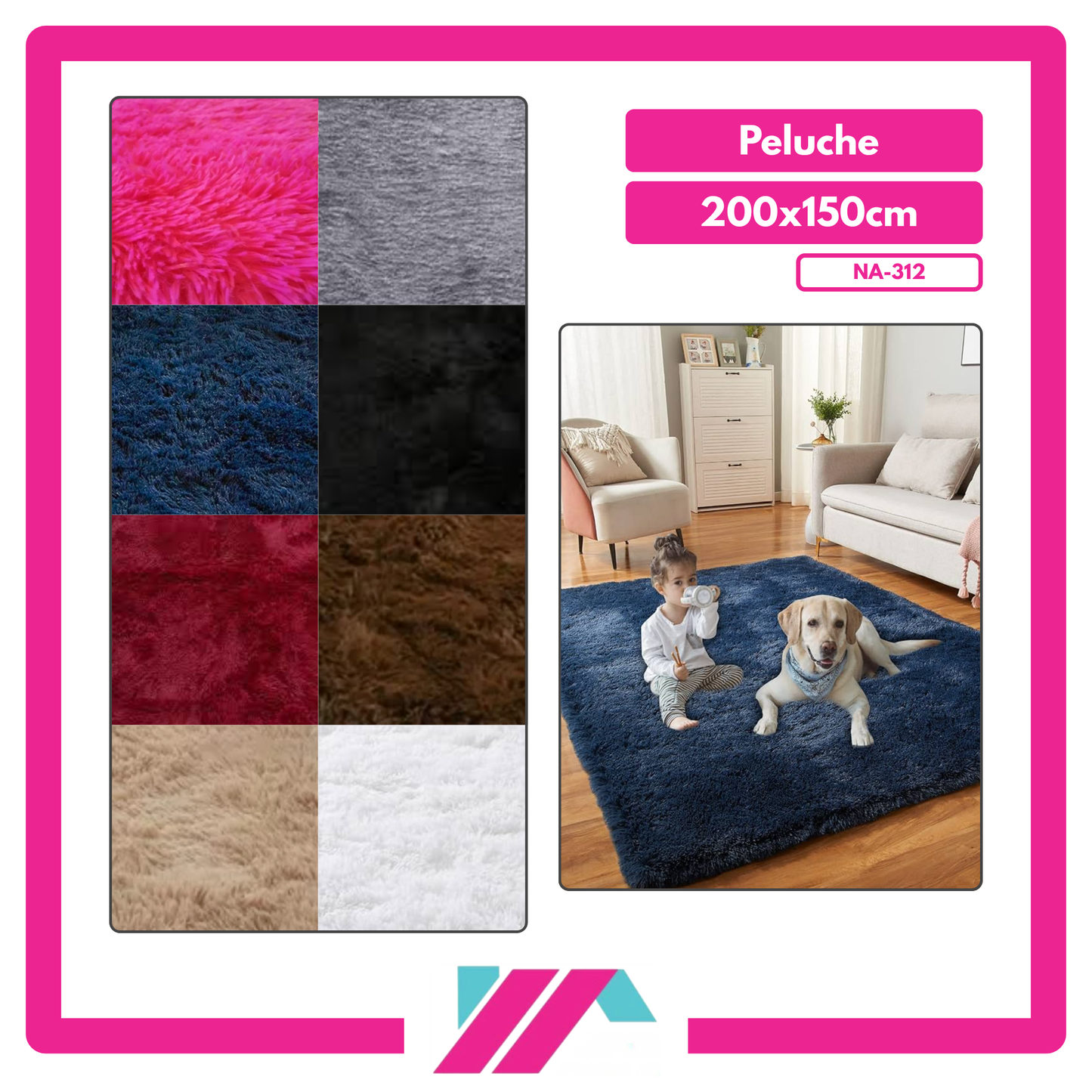 ALFOMBRA PELUCHE COLOR ENTERO/JASPEADO - 200X150CM