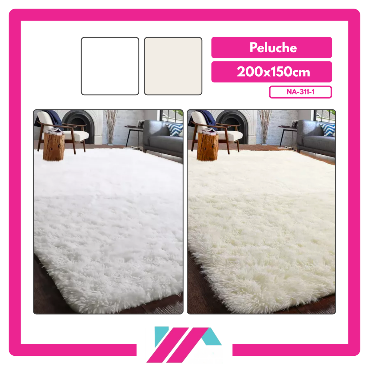 ALFOMBRA PELUCHE BLANCO/CREMA 200X150CM