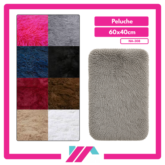 ALFOMBRA PELUCHE COLOR ENTERO/JASPEADO - 60X40CM