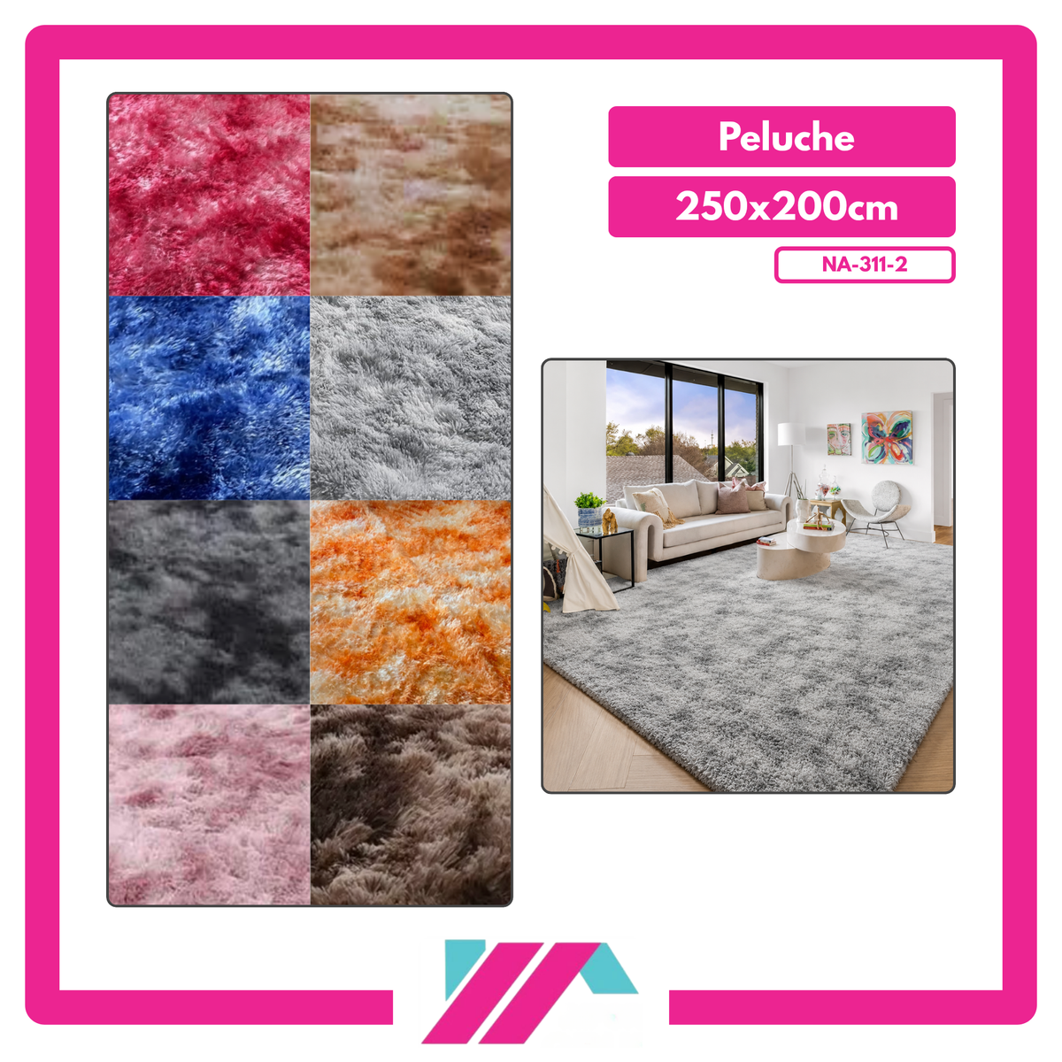 ALFOMBRA PELUCHE COLOR ENTERO/JASPEADO - 250X200CM