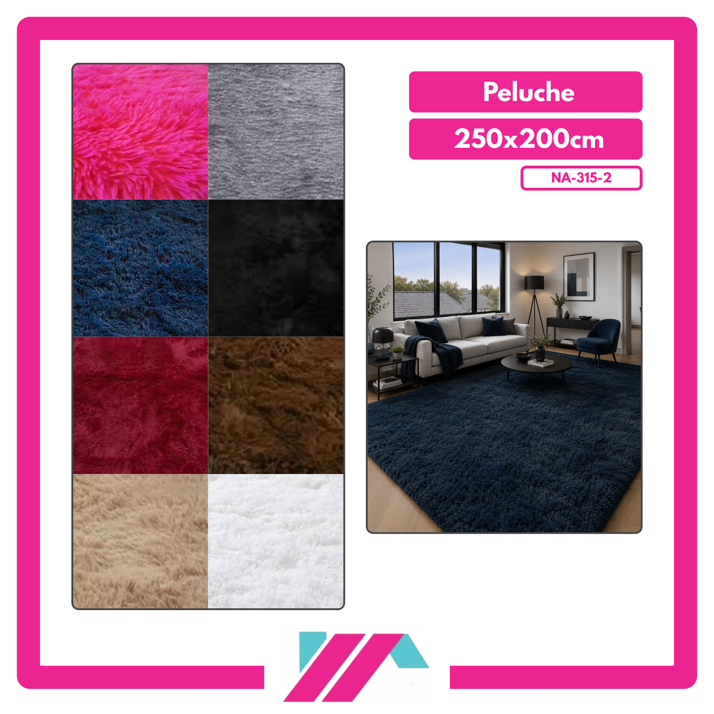 ALFOMBRA PELUCHE COLOR ENTERO/JASPEADO - 250X200CM