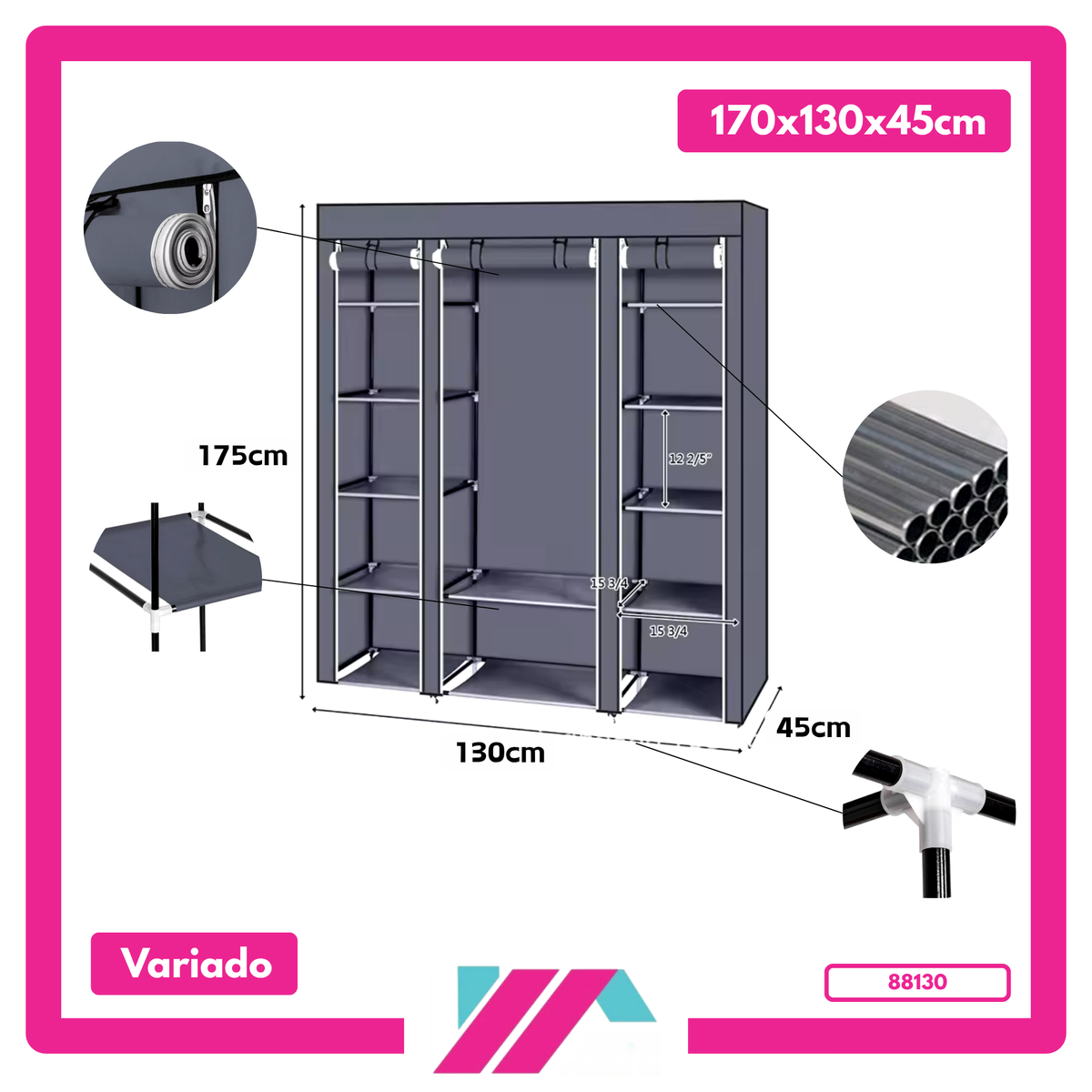 ROPERO DE 3 CUERPOS LISO