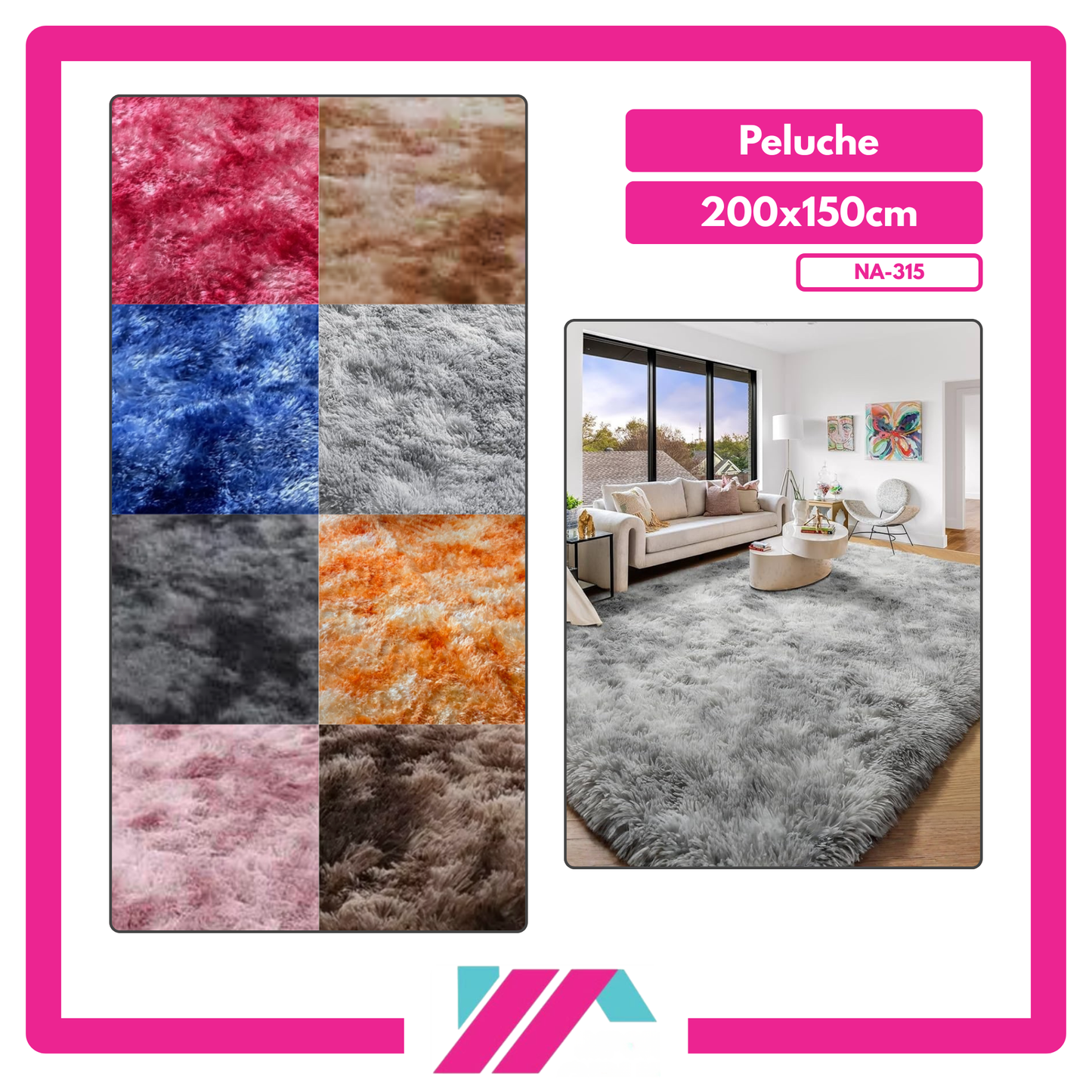 ALFOMBRA PELUCHE COLOR ENTERO/JASPEADO - 200X150CM