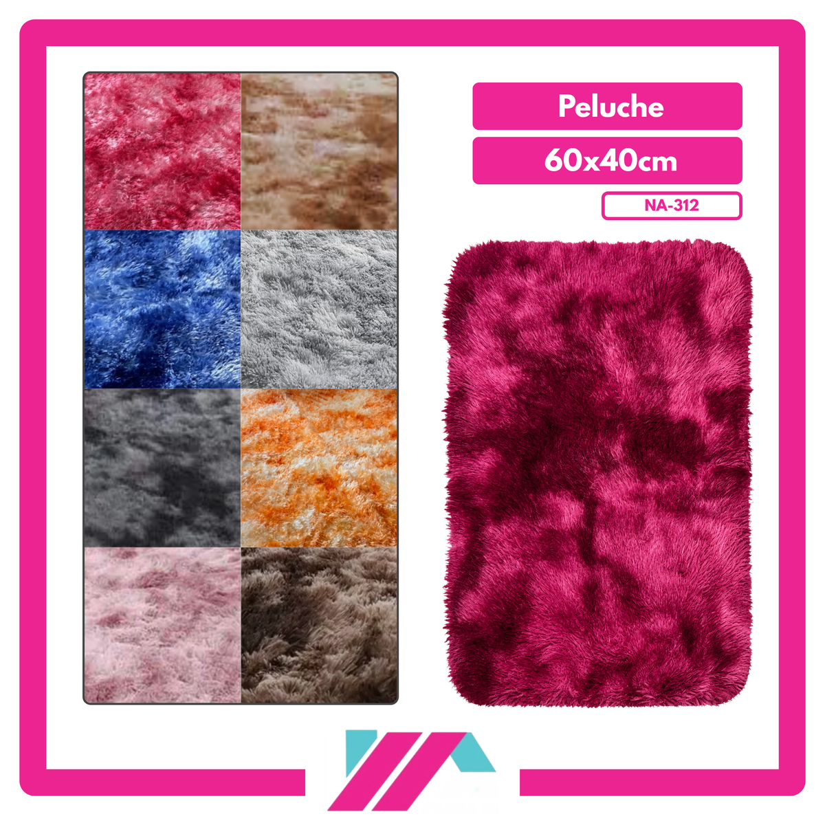 ALFOMBRA PELUCHE COLOR ENTERO/JASPEADO - 60X40CM